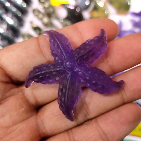 

decorative objects & figurines beautiful colorful fluorite carving starfish natural gem biological crystal healing home decoration
