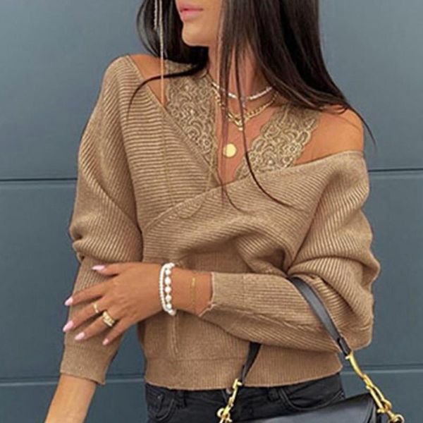 

women's vests plus size women sweater vest long sleeve off shoulder lace strap jumpers autumn winter knit streetwear, Black;white