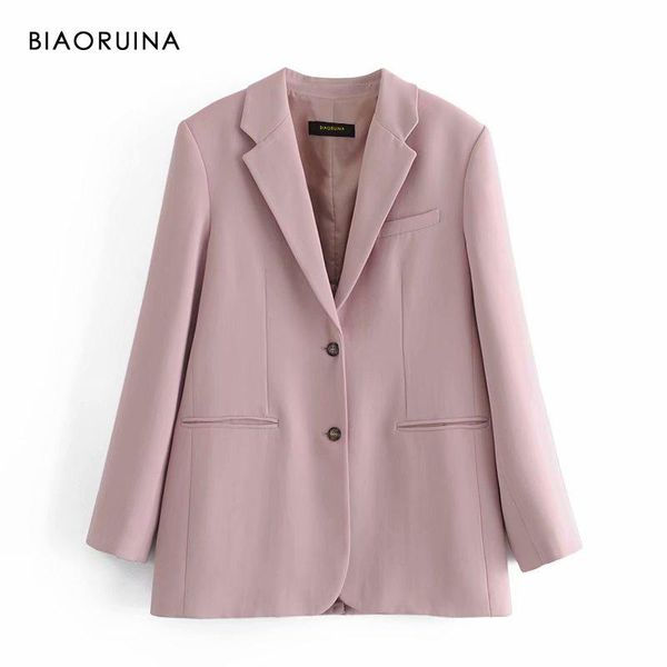 

women's suits & blazers biaoruina pink loose single breasted fashion blazer notched collar office lady elegant spring autumn coat outer, White;black