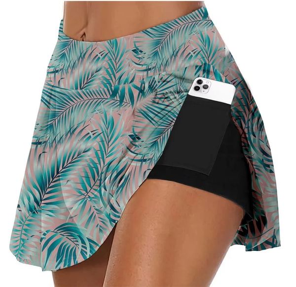 

yoga outfit women skirt 2 in 1 liner fitness workout plus size skort quick dry summer high-waist dress
