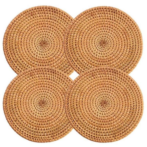 

mats & pads 4 pcs trivets for dishes,pots and pans,kitchen counter,decorative woven placemats dining table