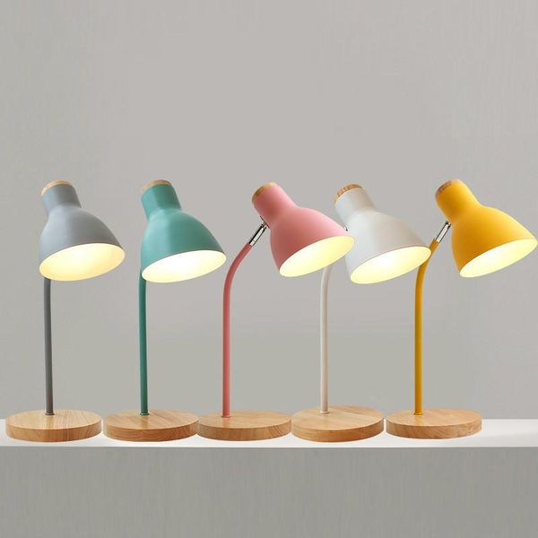 

table lamps wood lamp yellow pink gray dimmable desk light bedside bedroom adjustable reading book home decor wj11