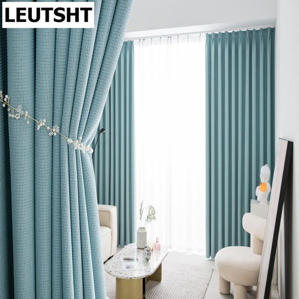 

curtain & drapes nordic curtains for living dining room bedroom thick solid color checkered sky blue home modern window