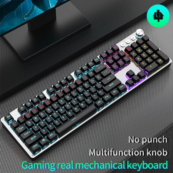 

eweadn wired gaming mechanical keyboard 104 keycaps blue black red switch led backlit multi function for computer pc lapmac