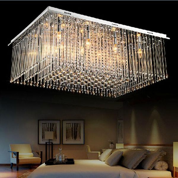 

ceiling lights modern luxury large led crystal rectangle chandelier lustre de lamp restaurant home decorative fixture