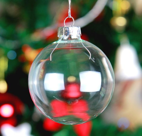 Palline nuziali Ornamenti Natale Palline di plastica Decorazione 80 mm Trasparente