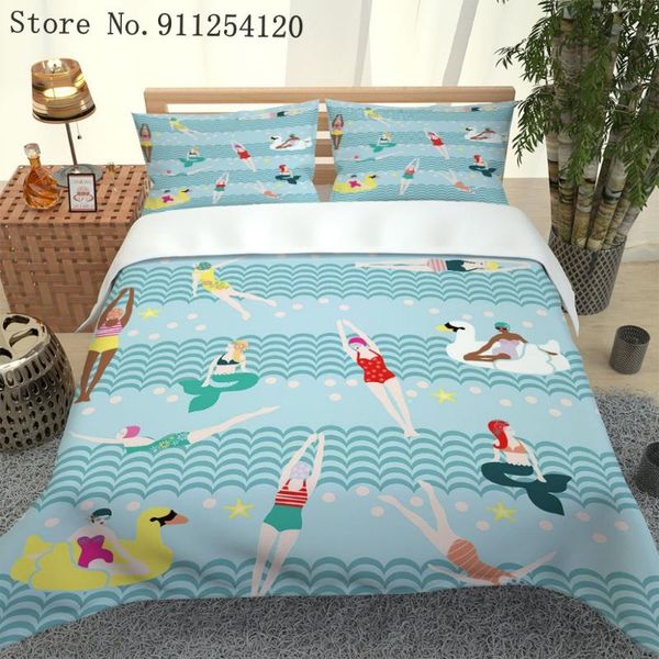 

bedding sets swimming women print sport duvet cover fashion quilt single double  king size bedspread home decor