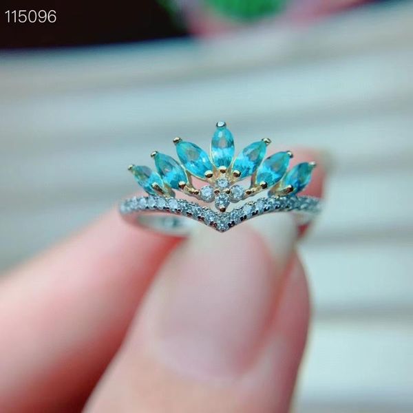 

cluster rings meibapj natural blue z ring for women real 925 sterling silver fine party jewelry, Golden;silver