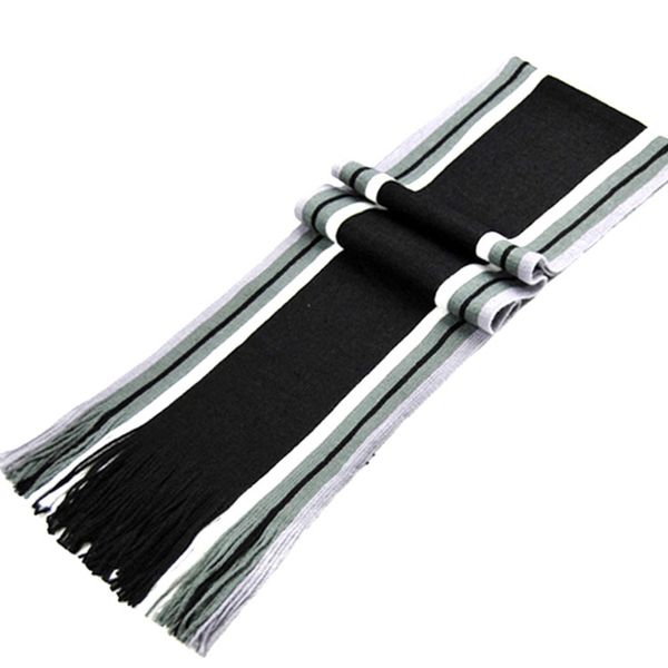 

designer autumn winter men's tassel thermal scarf with thickened and widened stripes, Blue;black