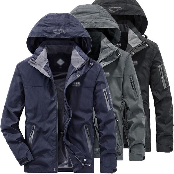 

men's jackets outdoor military windbreaker men 2021autumn hooded breathable multi pocket tactical coats zipper stormwear plus size, Black;brown