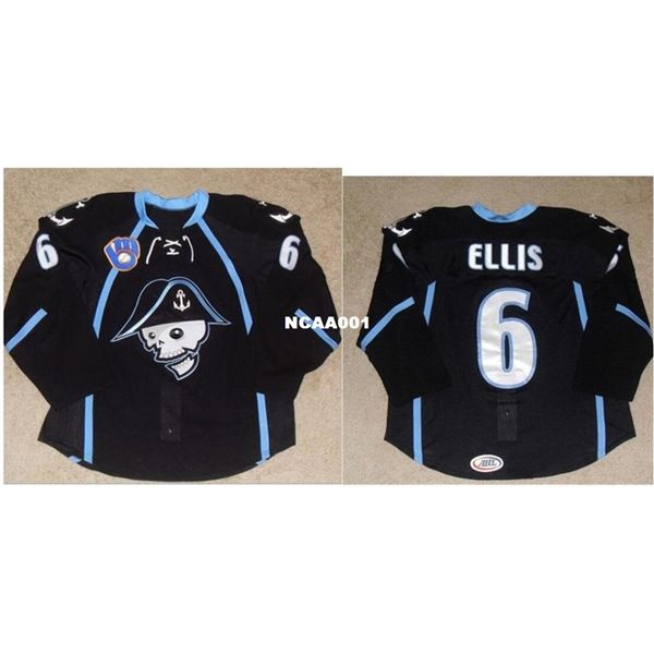 

real 001 real full embroidery #6 ryan ellis 2017 new ahl milwaukee admirals hockey jersey or custom any name or number hockey jersey, Black