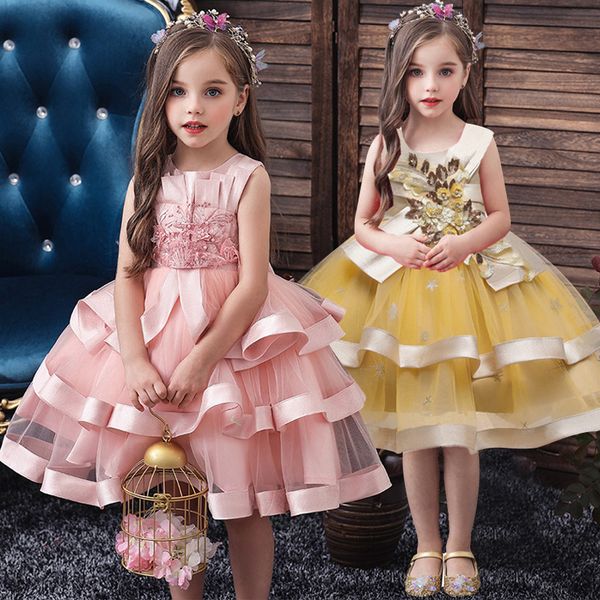 

flower girl princess wedding party bead banquet peng dress girl christmas party eucharist formal party dress vestidos de fiesta, White;pink