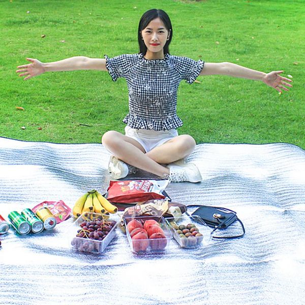 

camping picnic mat aluminum foil mat folding thicked beach dampproof sleeping picnic beach outdoor pad tent accessories