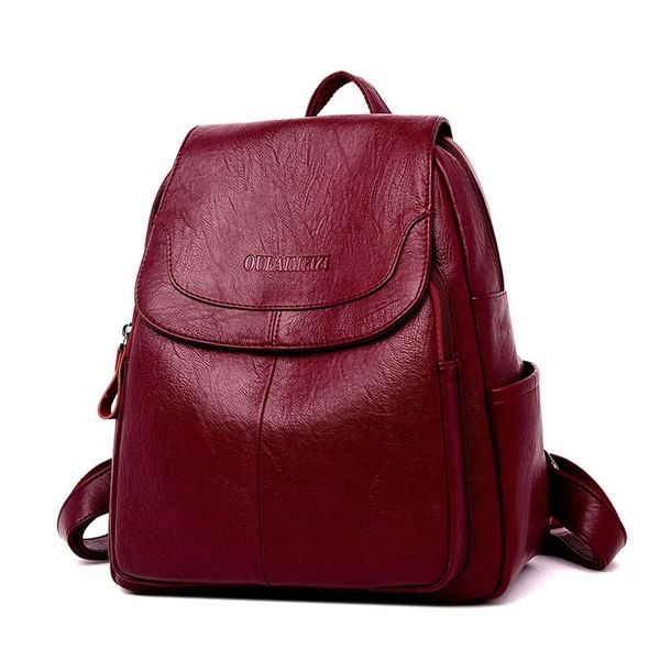 

backpack new korean versatile leather sheepskin women's fashion middle school girl backpack schoolbag