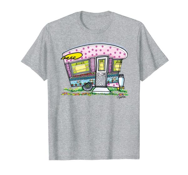 

glamper camper decorative rv trailer shirt for women girls, White;black