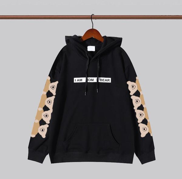 

man designers clothes mens hoodies long t shirt men s clothing sport terry hoodie hooded shirts three bears bear sweatshirt lattice pattern, Black