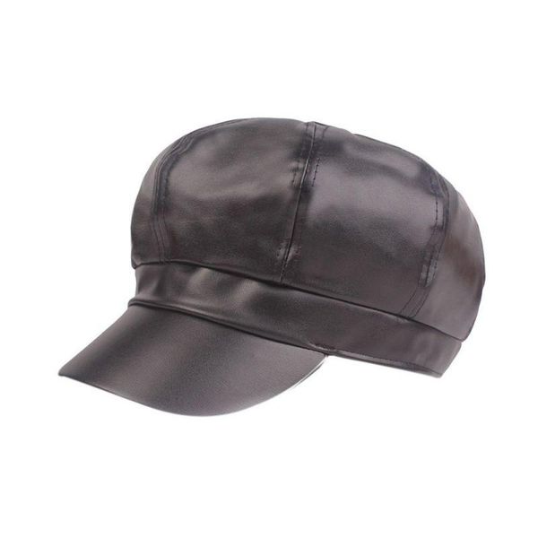 

berets autumn plain baseball cap men women adjustable warm leather octagonal hat solid, Blue;gray
