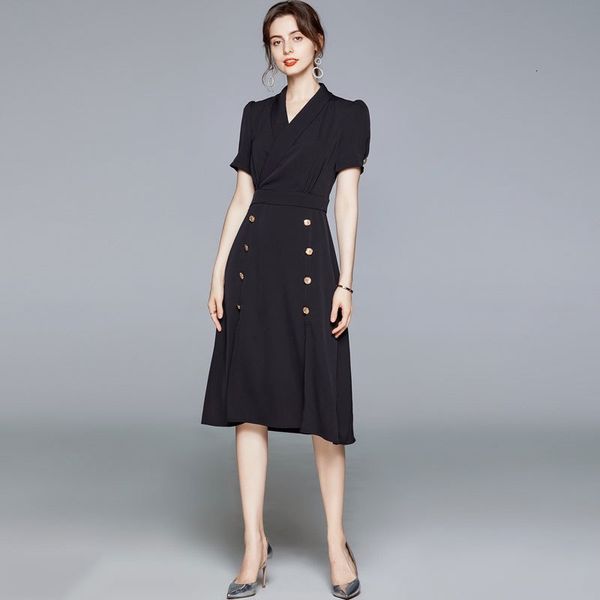 

casual dresses woman's suit will see 2021 elegant fashion ol'groovy style collar short sleeve high waist share thin black, Black;gray
