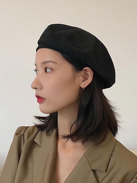

berets women wool french artist style warm winter beanie hat retro beret solid color elegant lady designer autumn kawaii cap, Blue;gray