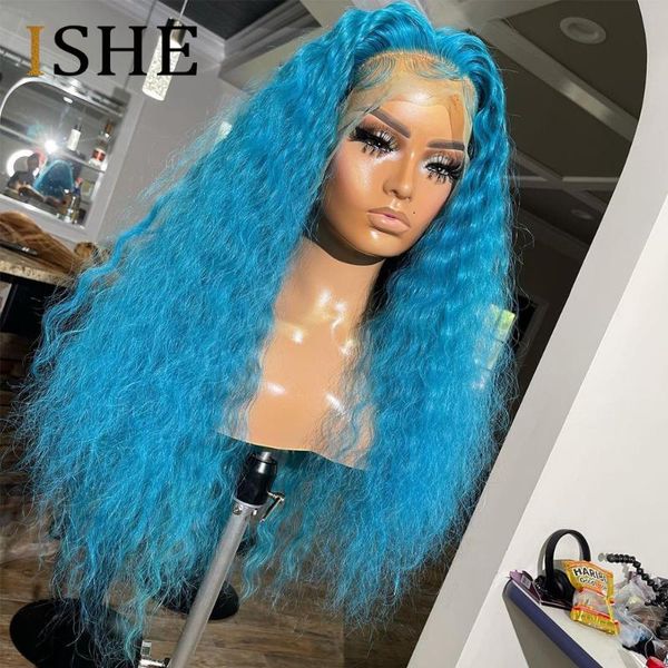 

lace wigs 613 blue deep wave frontal wig ombre highlight curly front for women human hair colored preplucked brazilian remy, Black;brown