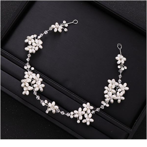 

new wedding hair accessories silver color rhinestone crystal pearl headband bridal tiara princess tiara handmade acc qylbsi