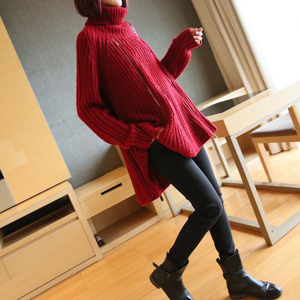 

2021 solid turtleneck thickened pullover spring and autumn new loose wool knitted woman sweaters x7in, White;black