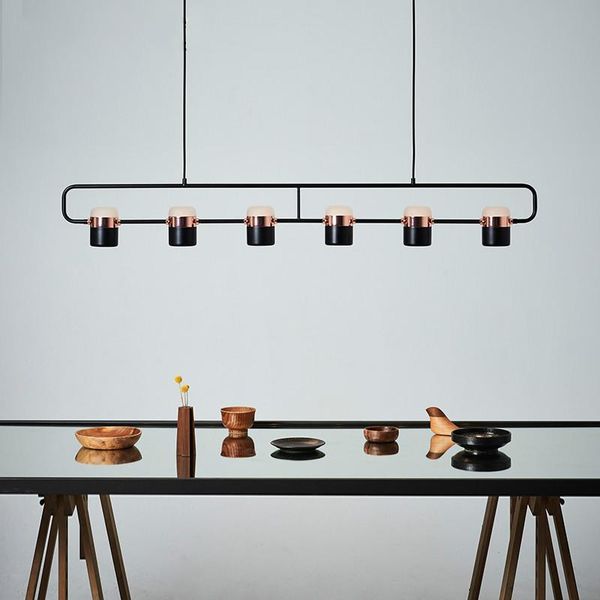 

luxurious designer dining long chandelier lights minimalist modern black lustres pendentes nordic lamps dinning room lights