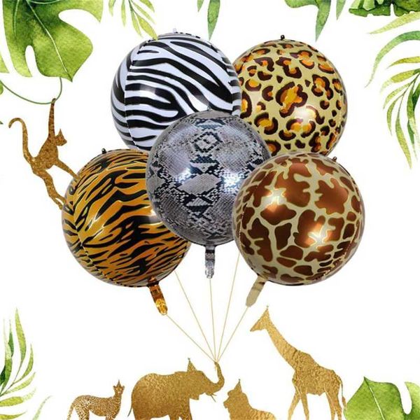 

party decoration 4d animals striped foil balloon tiger lion jungle safari birthday balloons children's day supplies
