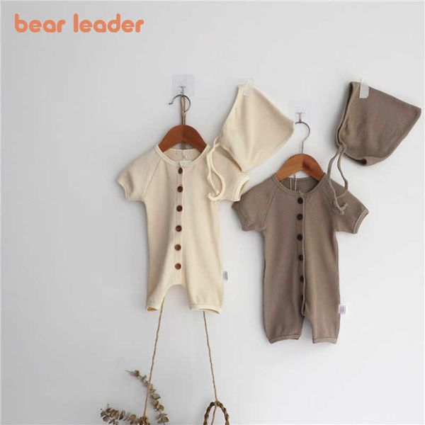 

bear leader baby boys girls casual rompers for 0-2 years born girls solid color clothes button fly jumpsuits summer bodysuits 210708, Blue