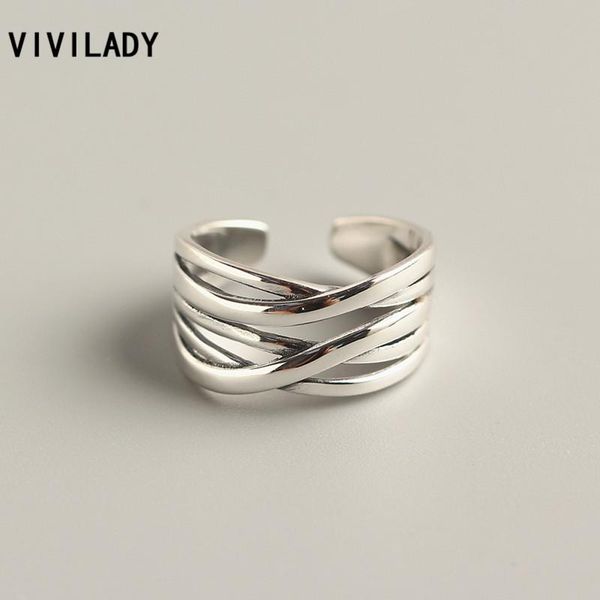 

cluster rings vivilady real 925 sterling silver retro multilayer round lind winding women ring trendy wove female finger fine jewelry brinco, Golden;silver