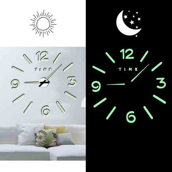 

2021modern minimalist style diy wall clock creative mirror effect home decoration acrylic round silent quartz living room office