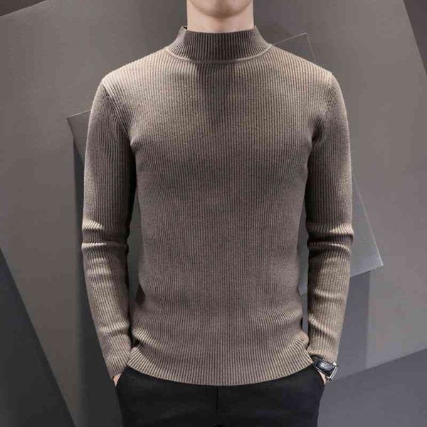 

men sweater autumn winter soft warm jersey jumper robe hombre pull homme hiver pullover mock neck knitted sweaters y744, Black