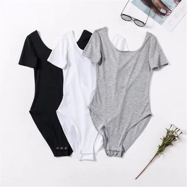 

new women's bodysuits causalbackless black white black grey simple round-neck jumpers european and american style