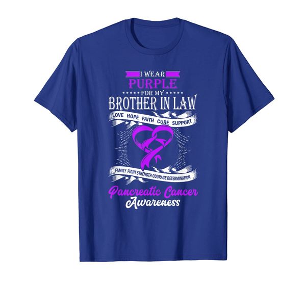 

i wear purple for my brother in law pancreatic cancer tshirt, White;black