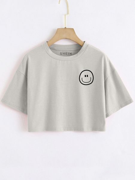 

cartoon graphic drop shoulder tee g8cb#, White