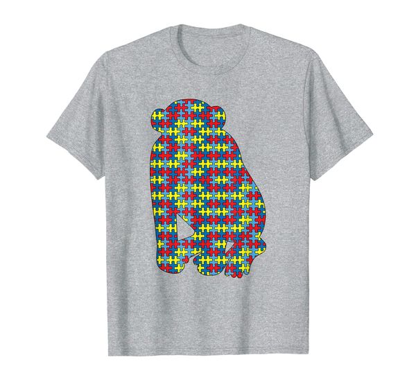 

bonobo autism awareness kids chimpanzee puzzle day mom gift t-shirt, White;black