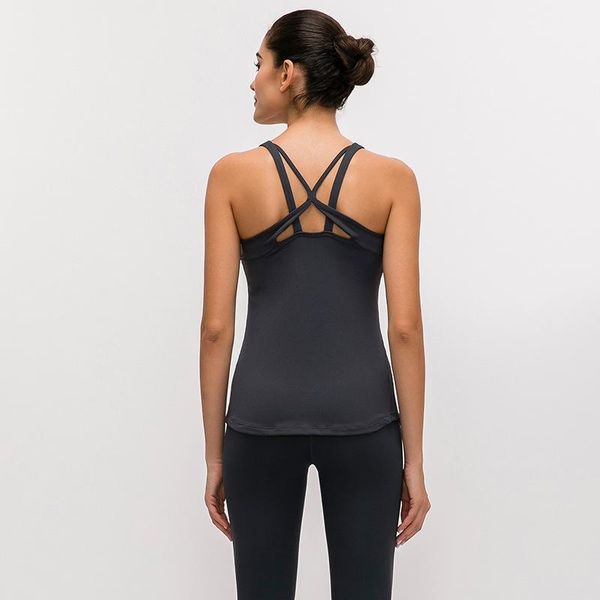 

yoga outfits gym padded crop workout tank backless sport wear solid gather women fitness dyr fit training shirt, White;red