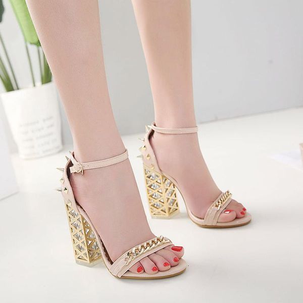 

dress shoes 2021 rivet women sandals crystal high heels womens size 34-40 black apricot 923-8#