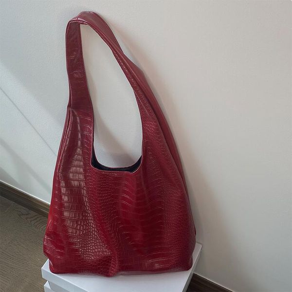 

cross body bright pu leather women shoulder bags fashion crocodile pattern ladies simple casual tote large capacity female shopping handbag