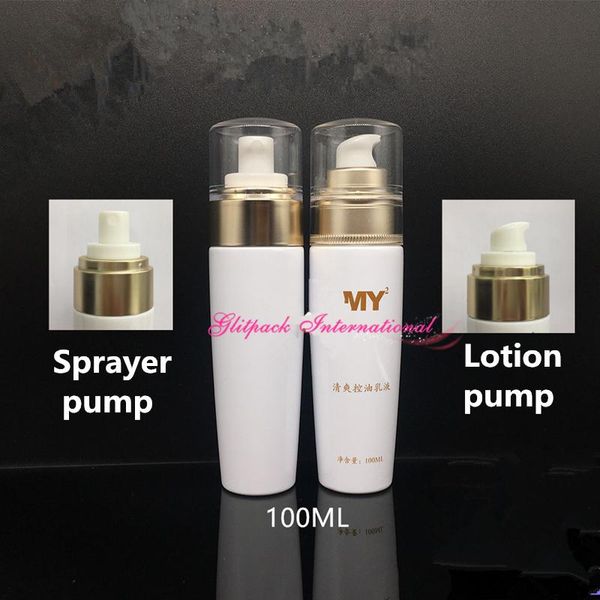 

storage bottles & jars 100ml pet bottle quality cosmetic spray w/ gold rim empty for cream foundation pump plastic