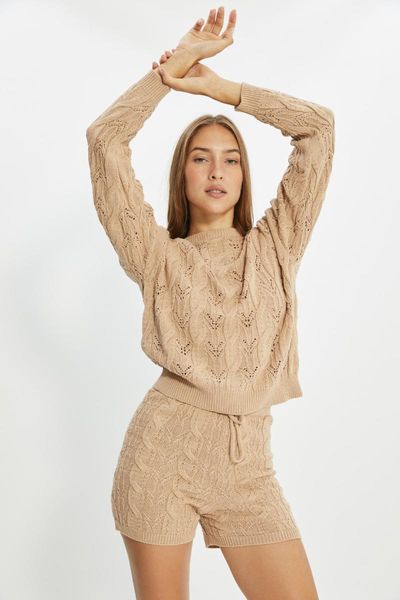 

women's two piece pants trendyol cellular knitwear sub-suit twoaw22au0025, White