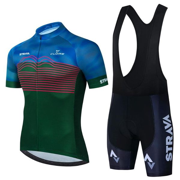 

racing sets cycling jersey set 2021 strava bicycle short sleeve anti-uv men's summer clothing, Black;blue