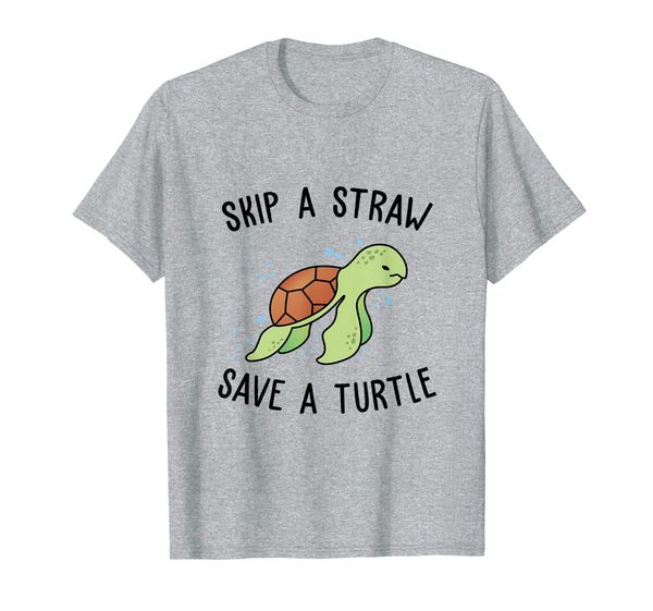 

skip a straw save a turtle let's save the turtles gift t-shirt, White;black