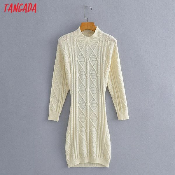 

casual dresses tangada 2021 fashion women twist backless sweater dress long sleeve ladies short bc110, Black;gray