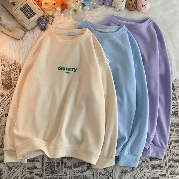 

women's hoodies & sweatshirts neploha 2021 autumn letter printed loose hong kong streetwear casual woman sweatshirt o-neck female pullo, Black