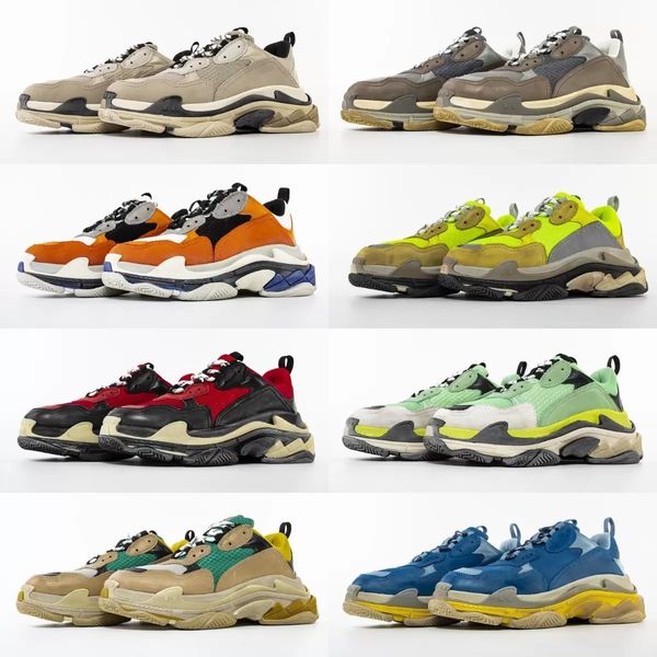 

luxurys designer men women shoes paris 17fw triple s sneakers tennis increasing flat trainers multicolor triple-s casual dad shoe with box, Black