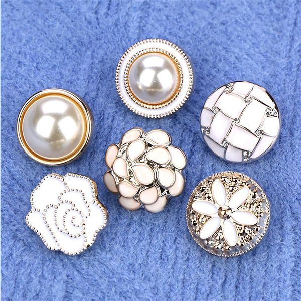

button artificial pearl lapel pins delicate breastpin detachable buttons sweet flower brooch dress up supplies accessary gift, Blike;white
