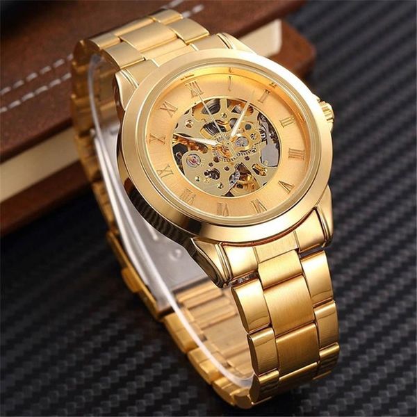 

wristwatches shenhua europe and america style men fashion casual hollow out mechanical movement automatic machine watch, Slivery;brown