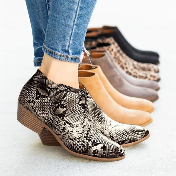 

women's leather boots fashion casual rome retro short ankle boots for women zipper square heels shoes woman chaussures femme, Black