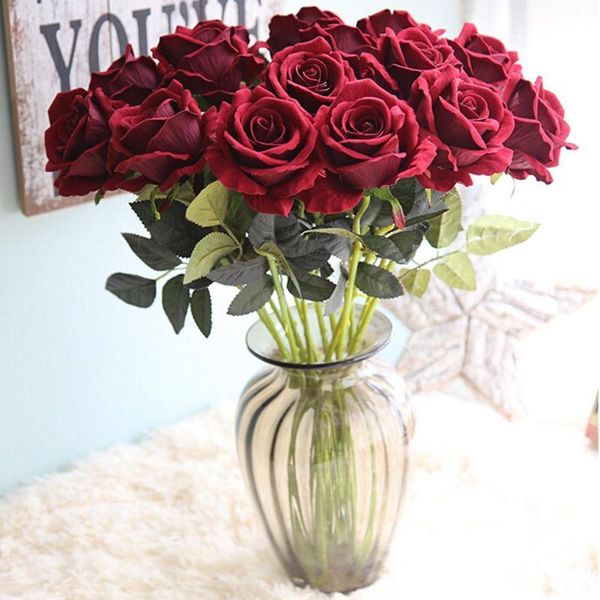 

decorative flowers & wreaths 1 pcs artificial rose simulation flannel bouquet home party wedding decoration